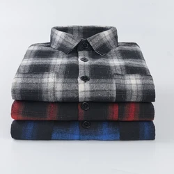 Spring Autumn New Men's Matte Plaid Long Sleeve Shirt Business Casual Loose Comfortable Men's Fashionable Breathable Slim Shirt