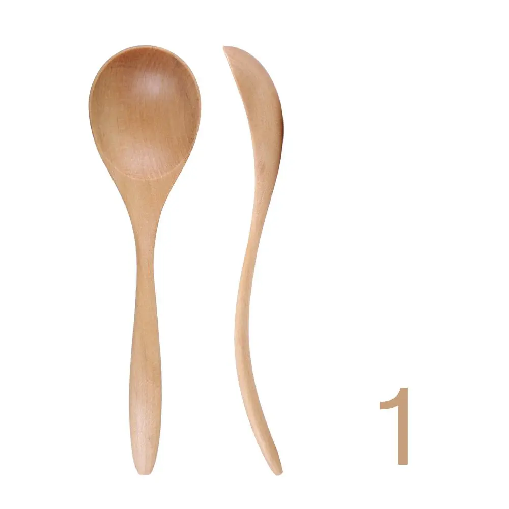 Dessert 17.5cm Hand-made Wood Catering Scoop Black Walnut Cooking Utensil Soup Spoon Kitchen Tool Wooden Spoon