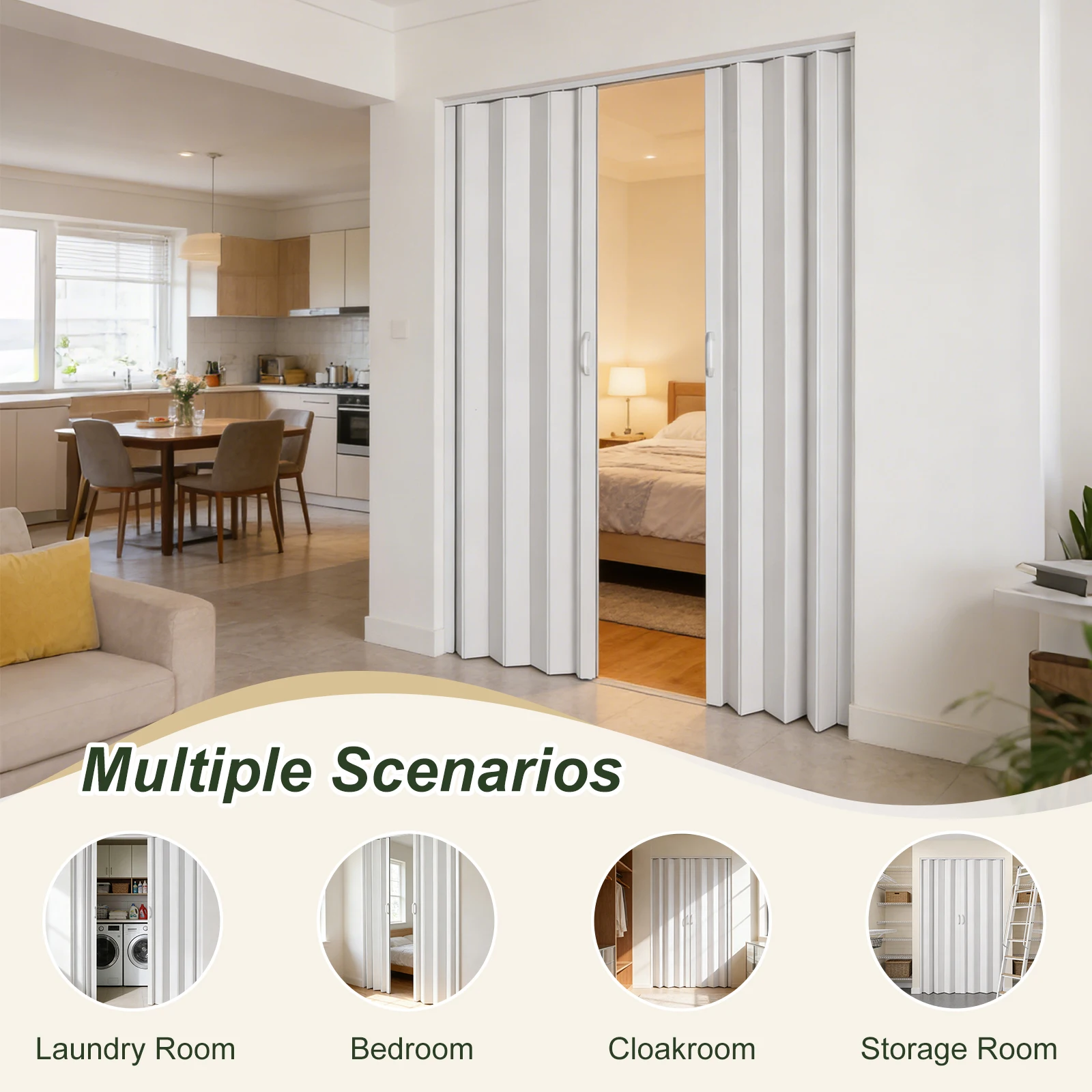 Commercial Kitchen Swing Door - PVC Accordion Folding Door 60x80 Inch