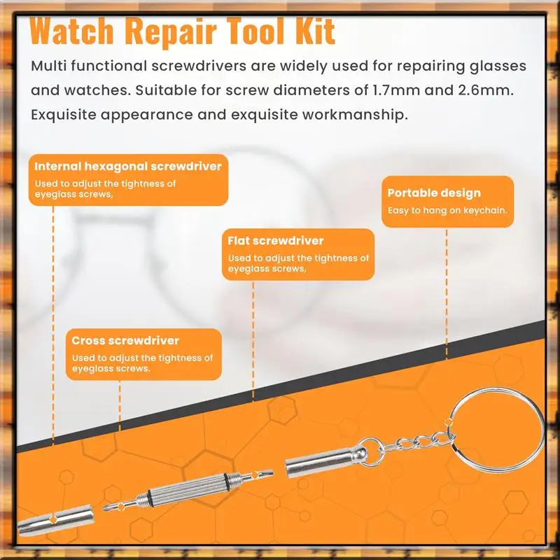 2025 Trend100pcs/Pack 3 In 1 Eyeglass Screwdriver Sunglass Glasses Watch Repair Tool Kit With Keychain Portable Screwdriver Tool