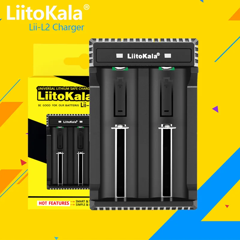 LiitoKala Lii-L2 18650 battery charger for 3.7V 26650 21700 20700 20650 18500 18490 18350 CR123A Rechargeable Battery Charger