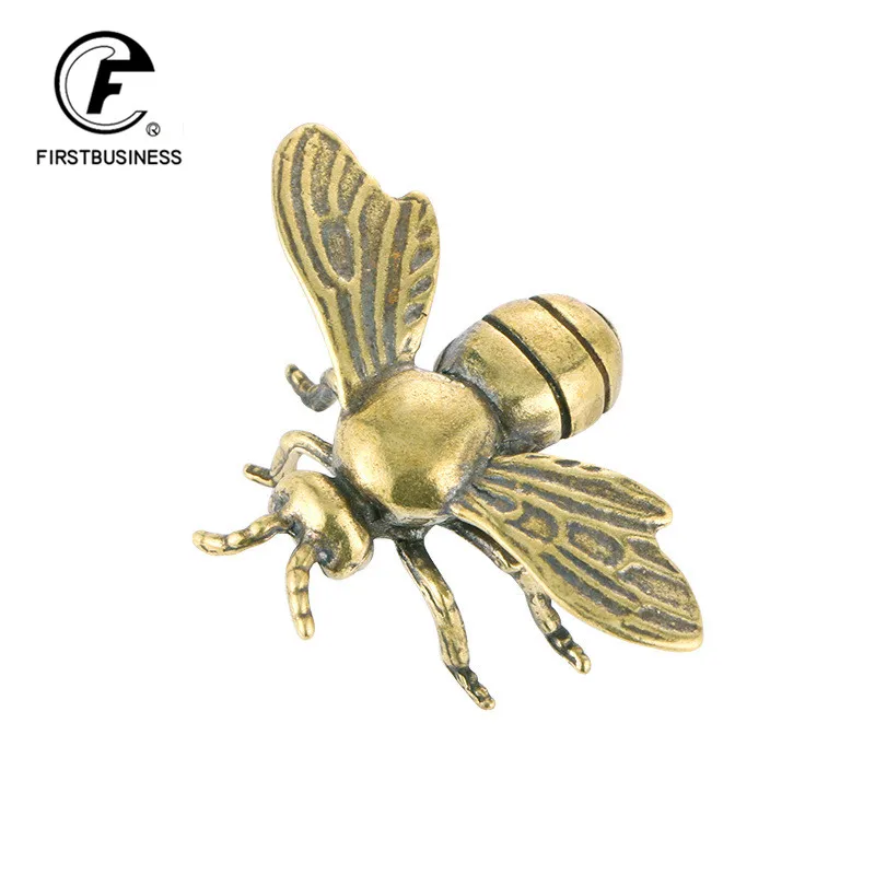 Tea Pet Funny Beetle Solid Brass Insect Honeybee Figurines Miniatures Crafts Collection Desktop Small Ornaments Home Decorations