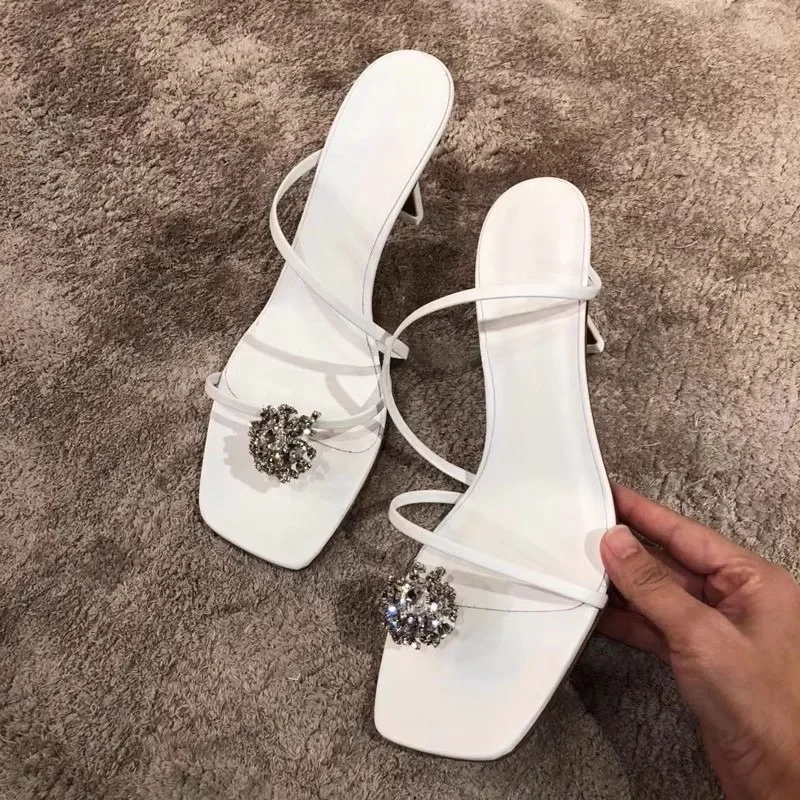 

2025 Hot Sale Ladies Shoes Set of Toes Women's Slippers Fashion Crystal Dress Slippers Women Summer Solid Best Seller High Heels