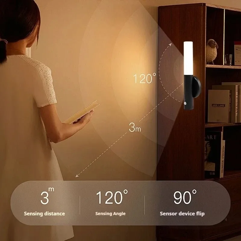 Motion sensing night light, magnetic wall light, USB charging LED light, suitable for corridors and stairs, Christmas gift