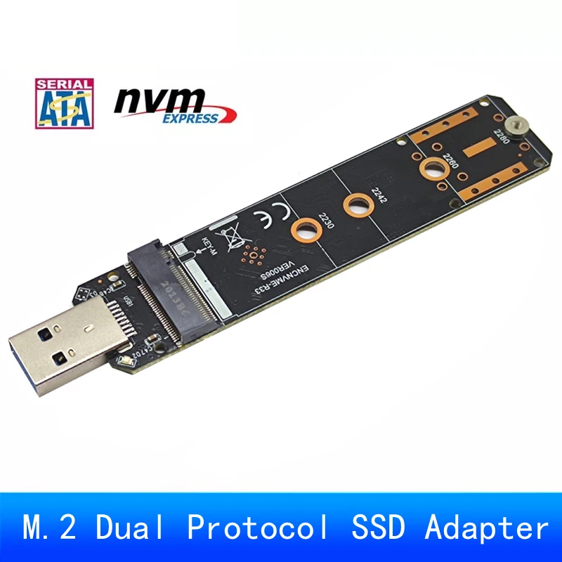 Adaptateur M.2 vers USB 3.0 pour protocole touristique, carte SSD M.2 NVcloser PCIe NGFF SATA M2 SSD pour 2230 2242 2260 NVcloser/SATA M.2 SSD RTL9210B