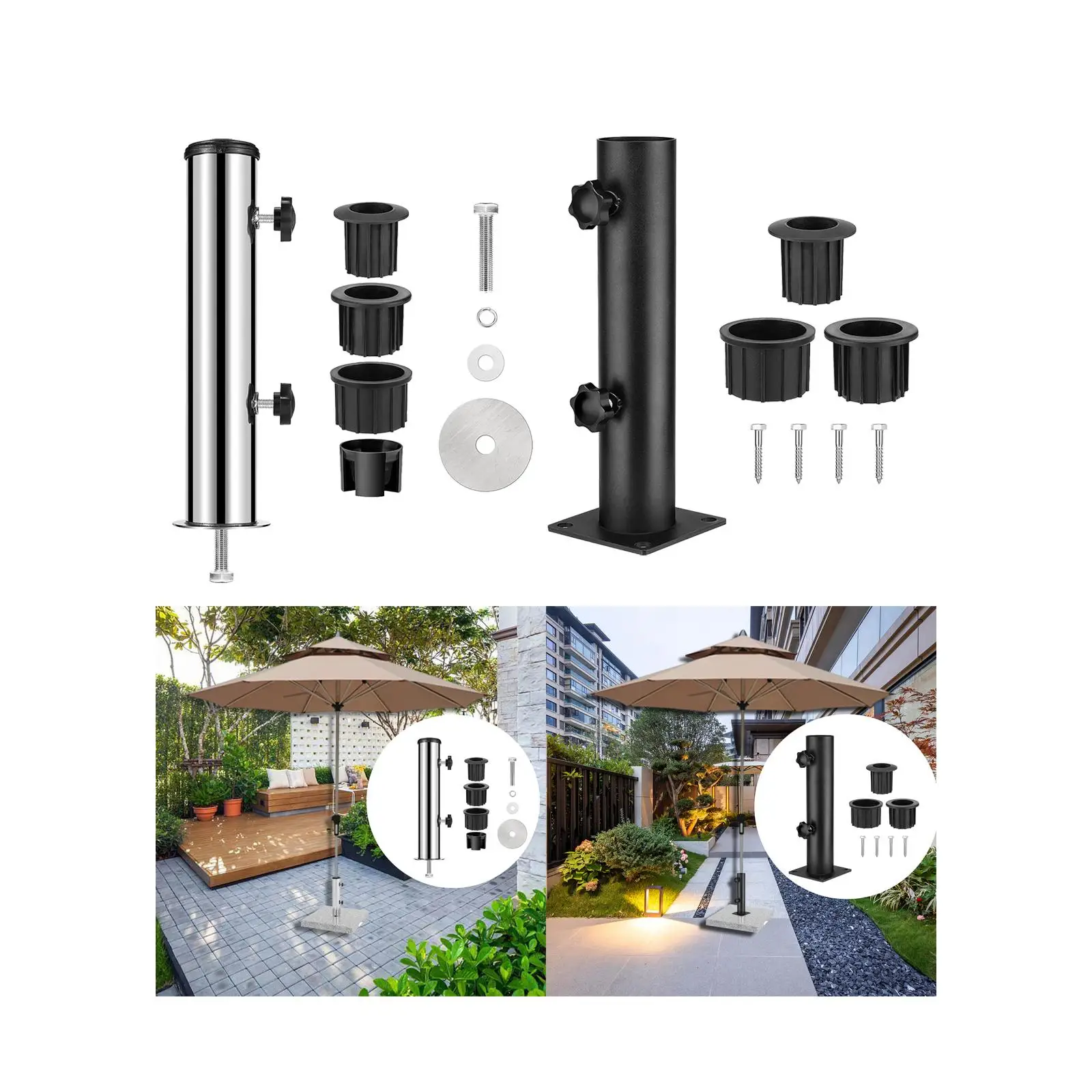 Umbrella Base Stand Tube Umbrella Mount Heavy Duty Umbrella Clamp Replacement Parasol Steel for Docks Lawn Yard Garden Backyard