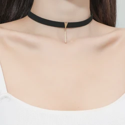 Black Velvet Chokers Necklaces for Women Girls Brown Metal Stick Collar Necklaces Wedding Party Fashion Jewelry Accessories Gift