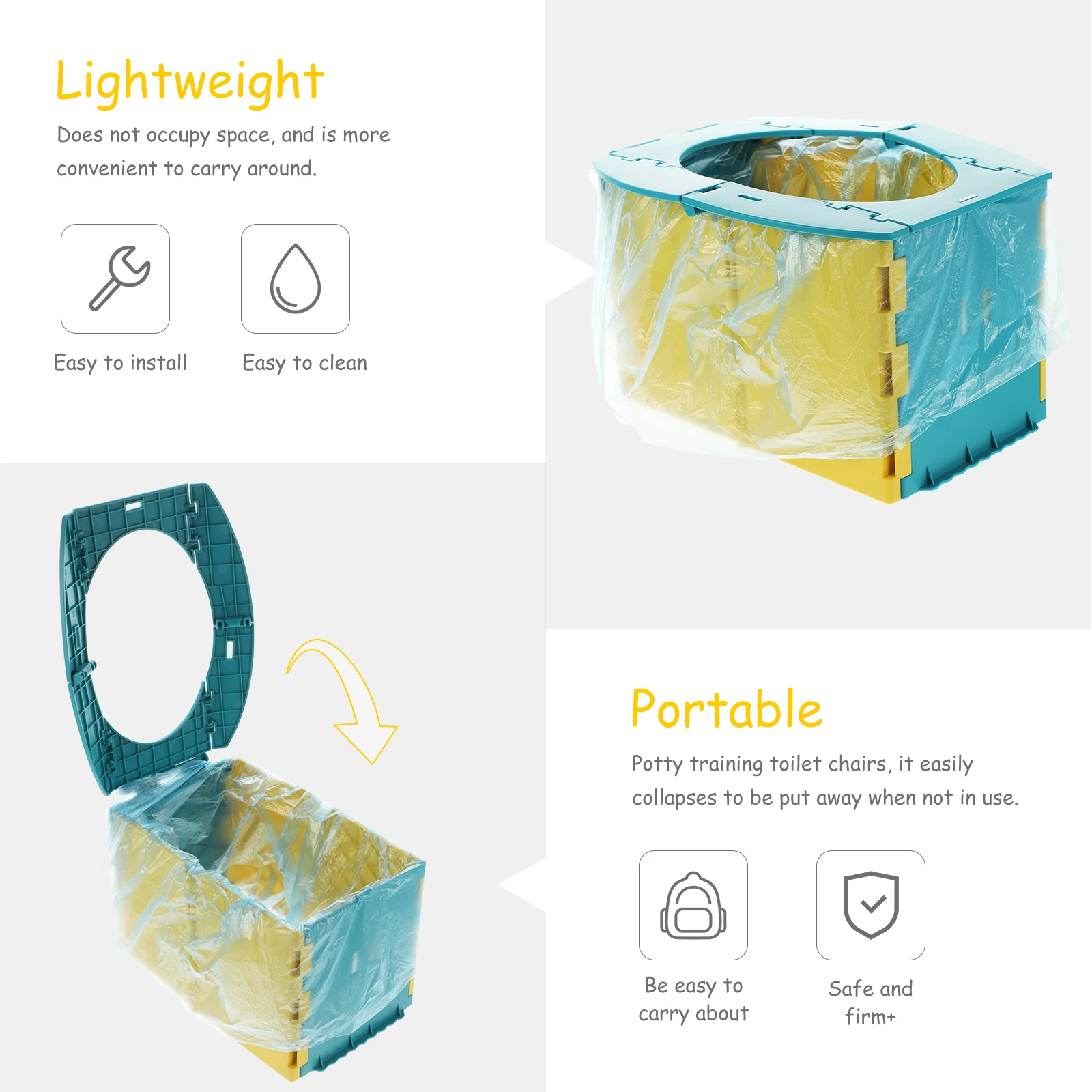 

Baby Folding Toilet Portable Travel Potty Toddler Training Seat Compact Lightweight Environmentally Friendly Pp Material