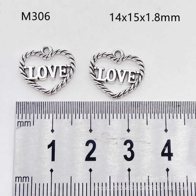 Factory Direct Sales100Pieces DIY Hollow outLOVELove Heart Earrings Necklace Clothing Bag Decoration Material Pendant