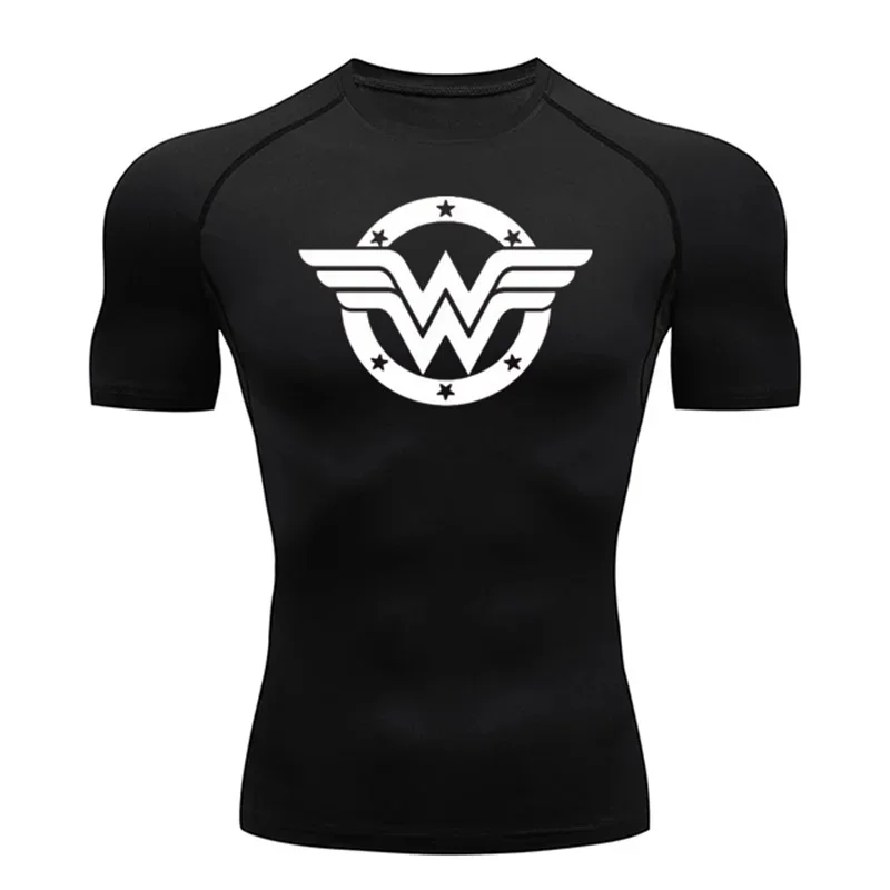 High Elasticity Sweat-Resistant Men Rash Protection TShirt Tight Short-Sleeved Fitness Gym Jogging Training Elastic Fitness Suit
