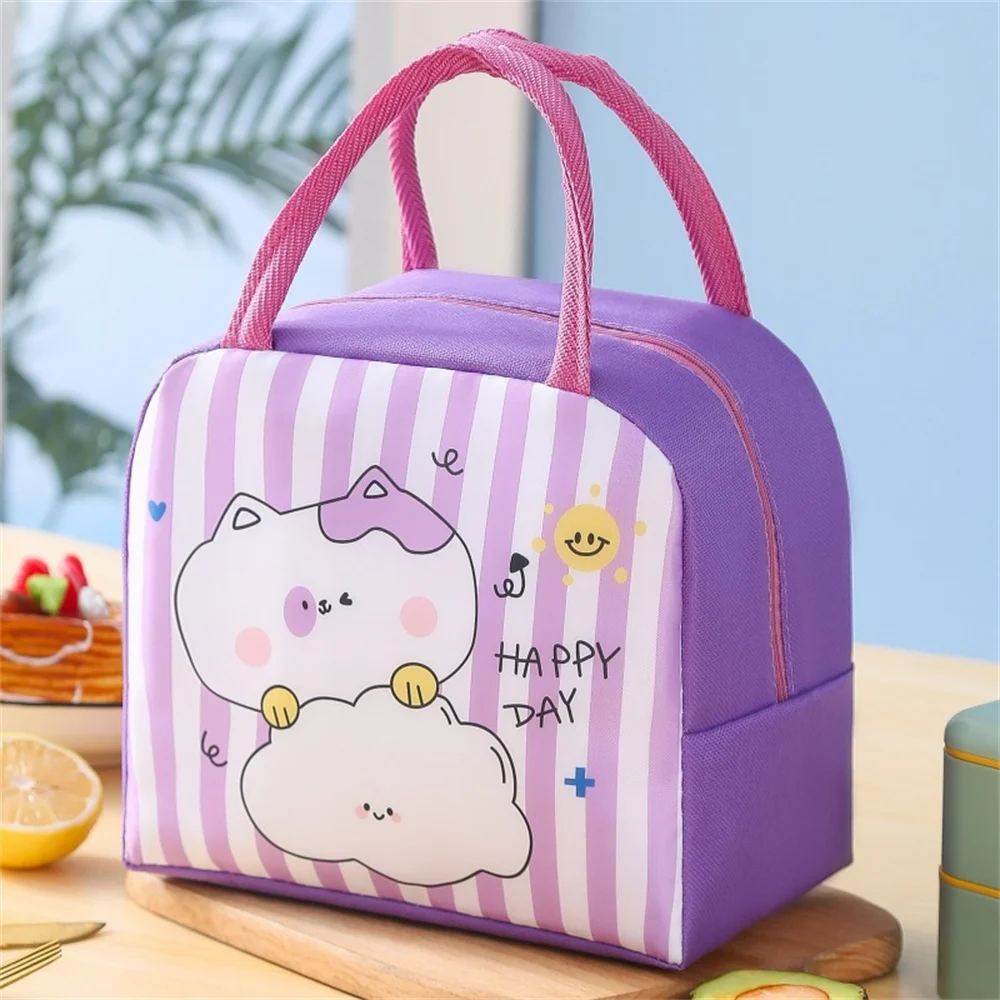 Children Cartoon Lunch Bag Portable Insulated Thermal Bento Lunch Box Handbag Picnic Food Fresh Cooler Pouch For Women Girl Kids