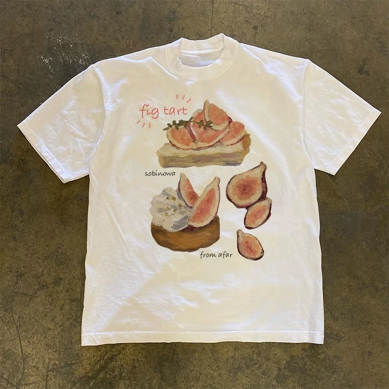 

072609 High-quality fashionable loose short-sleeved casual cotton T-shirts for men and women with pattern prints in summer 2025