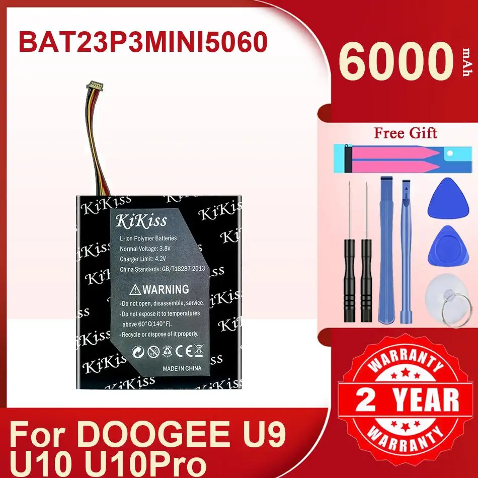 KiKiss Battery For DOOGEE U9 U10 U10Pro,BAT23P3MINI5060,6000mAh