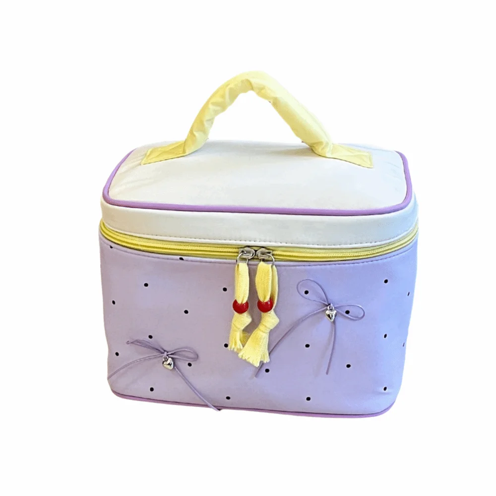 Neue Schleife Polka Dots Make-up-Aufbewahrungstasche Wasserdichte Handliche Reise-Aufbewahrungstasche Multifunktionale Schmuck-Präsentationsbox