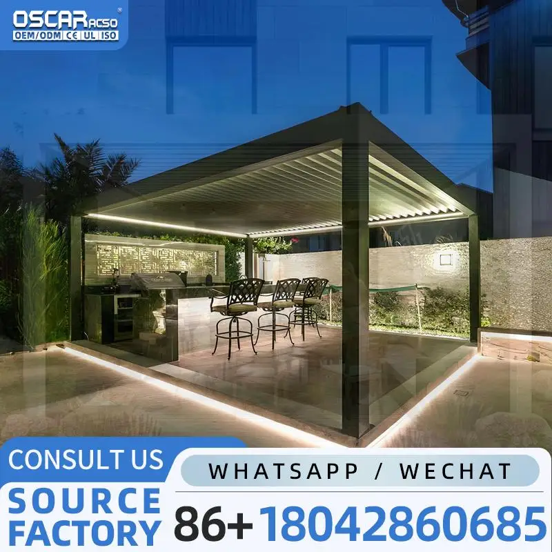 Outdoor Motorized Aluminum Patio Cover for Garden Terrace Balcony pergola