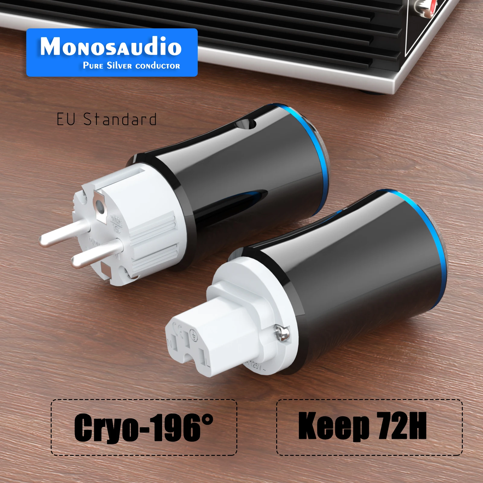 Monosaudio EMF110Ag 4N Pure Silver AC Power Plug EU Socket US IEC320 Electric Power cord Connector for speaker amplifier