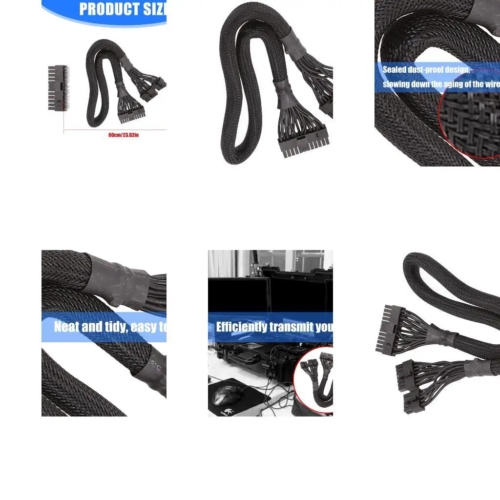 

652F 14+10Pin to 24PinATX Power Supply Cable for AX1500I AX1200I AX860I AX760I High Efficiency Power Cord 60cm/23.62in
