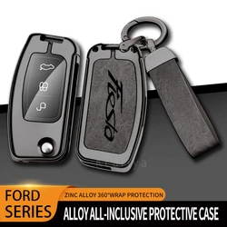 New Auto TPU Zinc Alloy Key Case Bag For Ford Fiesta Logo Car Key Chain Car Metal Key Shell Car Interior Decoration Accessories