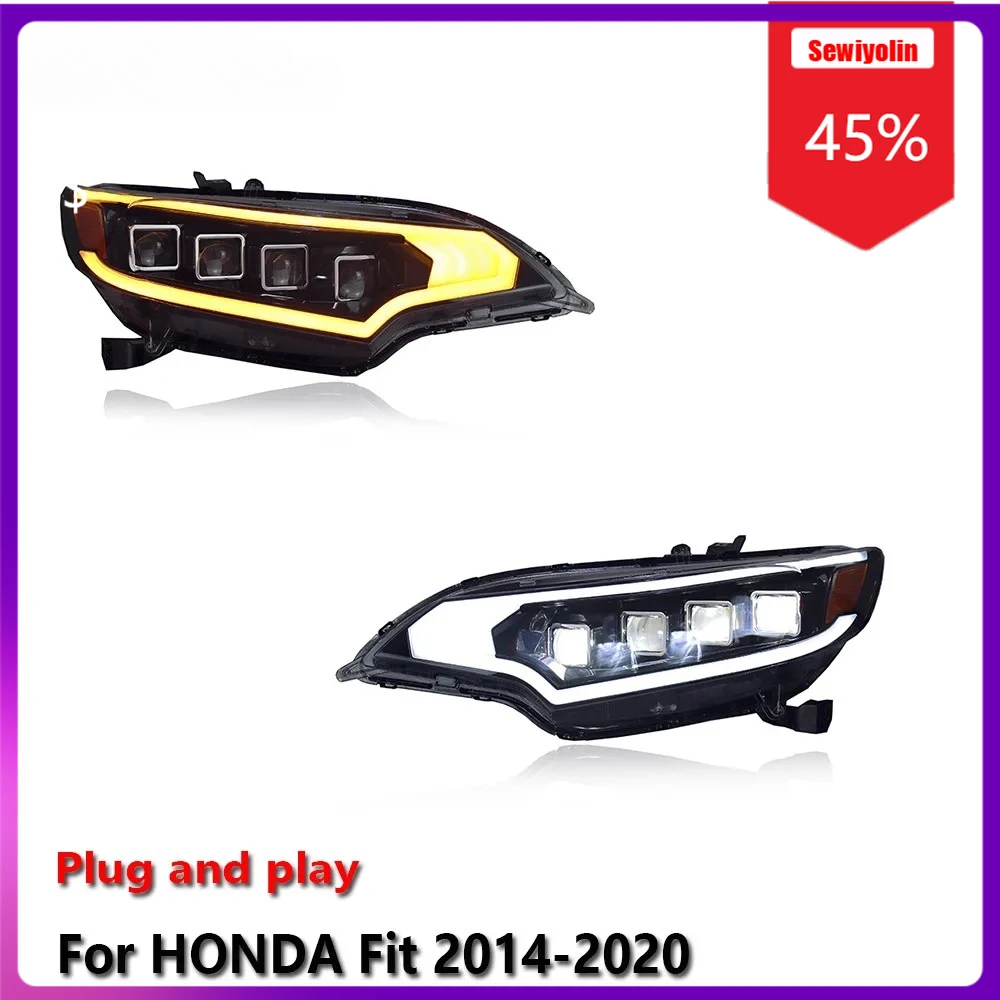 

Sewiyolin Car LED Lamp Headlight Assemblies For HONDA Fit 2014-2020 Fog DRL Brake Turn Signal Lamp