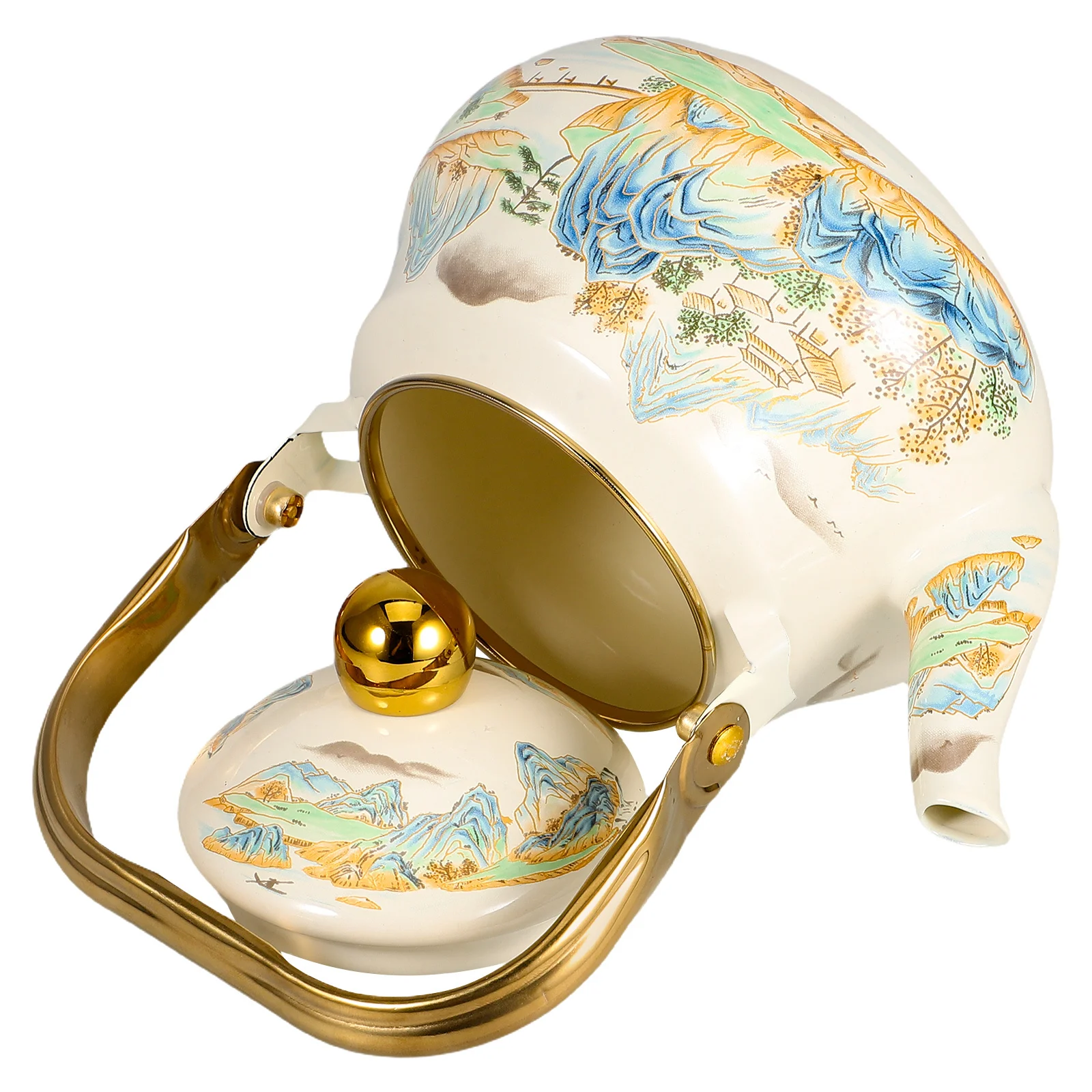 

1.5L Vintage Enamel Teapot Stovetop Retro Tea Kettle For Home Kitchen Camping Boiling Water Enamelware Kitchen Barware