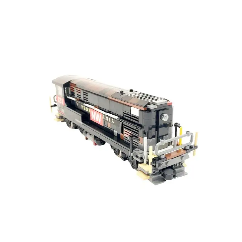 MOC 1 48 Motorized H10 44 Diesel Locomotive Train Building Blocks Weathered Black Dual Motors Heavy Railway Bricks Toy Gift
