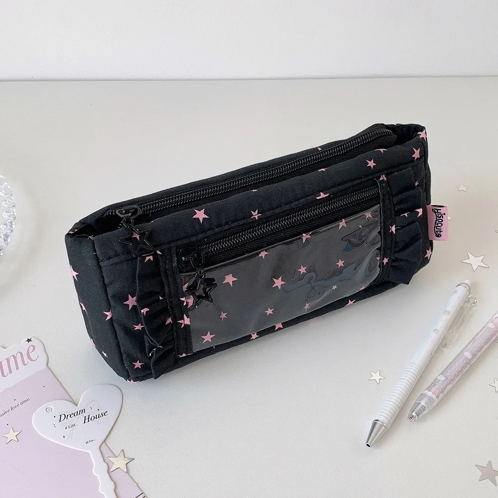 Transparent window Pencil Case Badge Display multi-functional Pen Bag Storage Large Capacity Stationery Storage Pouch