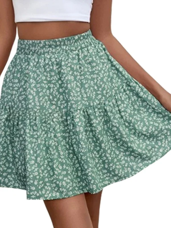 

Юбка-трапеция с высокой талией и цветочным принтом Street Sle Полиэфирная ткань Юбка-трапеция из регенерированного целлюлозного волокна Летний воротник...