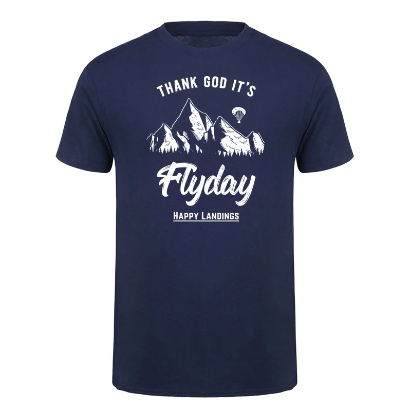 Funny Thank God It's Flyday Retro Paragliding Paraglider T Shirt Men Casual Tops Cotton Loose Oversized T-shirts DY-453