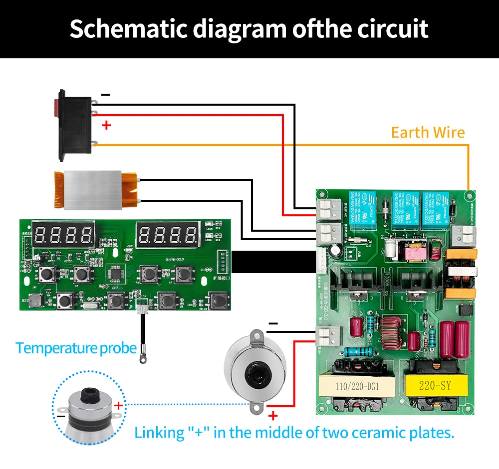 FanYingSonic 40KHz 50W Digital Display Board Printed Circuit Driver Boards For Ultrasonic Cleaner Parts Generator Transducer