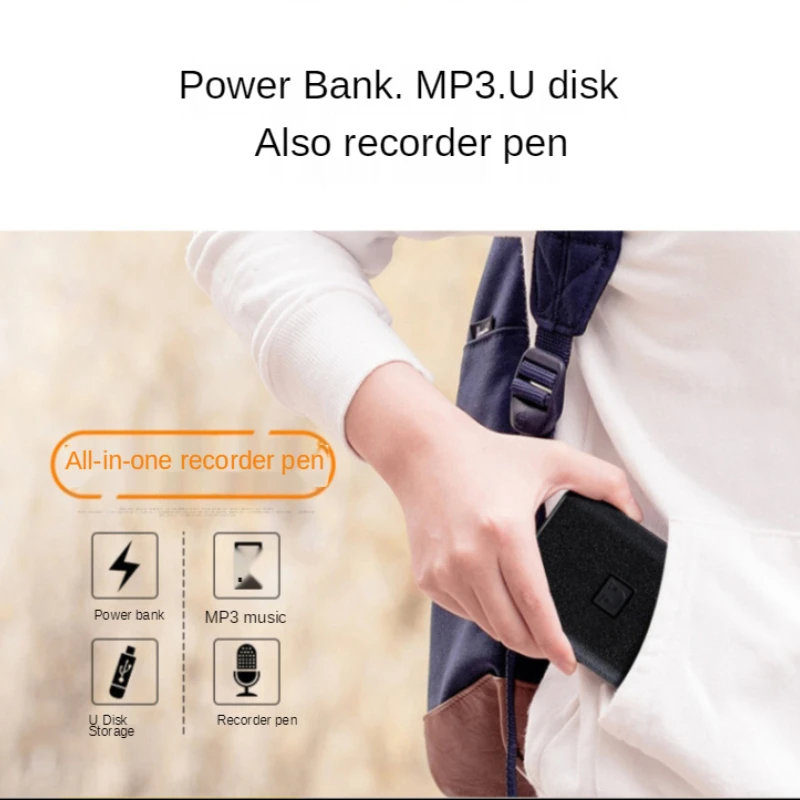 Nieuwe Digitale Voice Recorder Voice Activated Lange Afstand Opnemen Dictafoon Met Sterke Magnetische Power Bank MP3 U-Disk 4 In 1