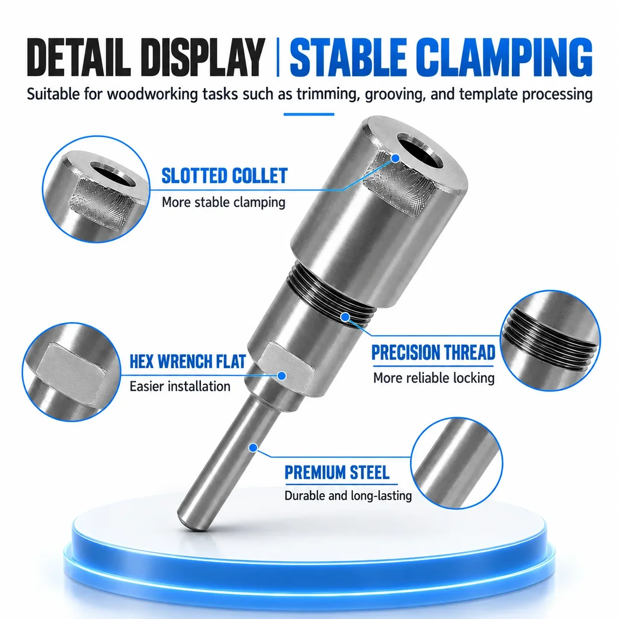 Woodworking Router Bit Extension Rod 1/4 1/2 Inch 6mm 8mm 12mm Shank Collet Holder for Engraving Machine Milling Cutter