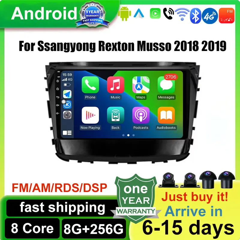 Car Radio Multimedia Stereo Video Player Wireless Carplay GPS Navi Tools 9inch Android OS For Ssangyong Rexton Musso 2018 - 2019