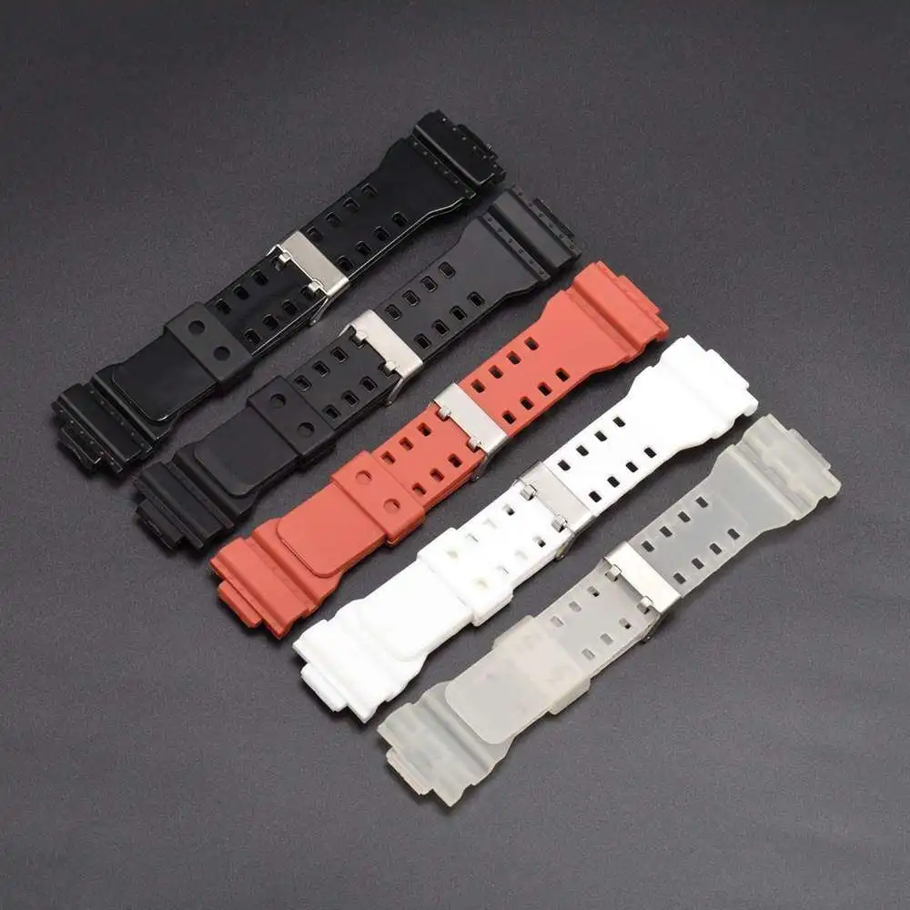 Silicone Strap For Casio G-Shock GA-100/110/140/200/400/700 800 GD-100/110/120 Men Replacement Black Gold Buckle Watch Band 16mm