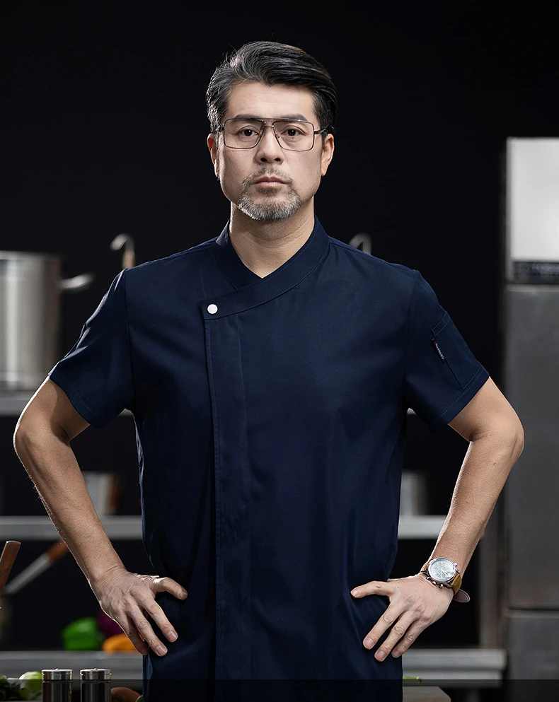 Estate Western Restaurant Chef tinta unita uniforme manica corta cucina abiti da lavoro maschile e femminile Chef abiti da lavoro