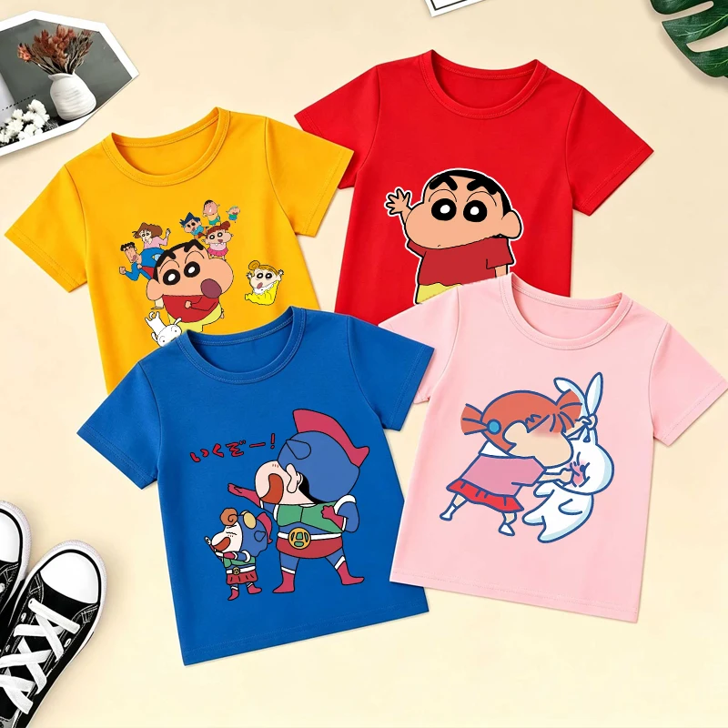 

Crayon Shin-chan Kid T-shirt Anime Tee Creative Cartoon Letters Boy Girl Summer Short Sleeve Children Clothes Tops Birthday Gift