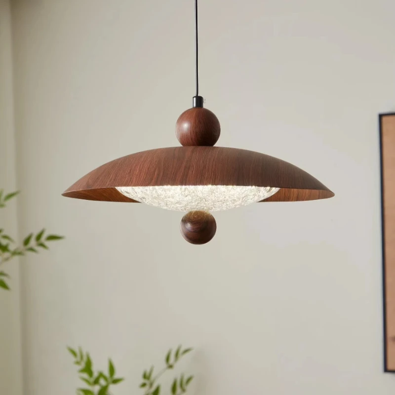 

Vintage Walnut Color Pendant Light Bedroom Study Bedside Living Room Dining Table Bar Counter High-end Design Lift Hanging Lamps
