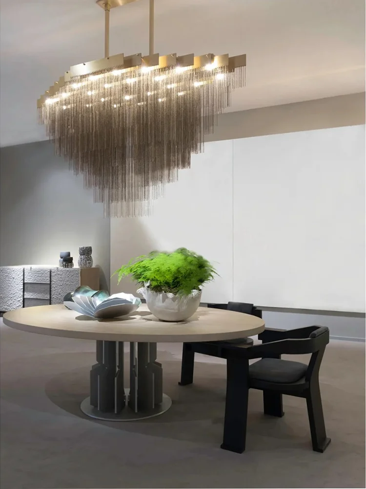 Postmodern Black Chain Chandeliers Textured Understated Luxury Home-applicant Classical LED G9 Lights Suspension For Living Room