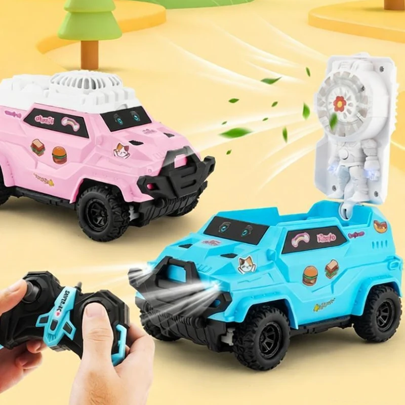 Remote control car with fan toy, body lights with DIY stickers, remote control car model, party, boys' holiday gift