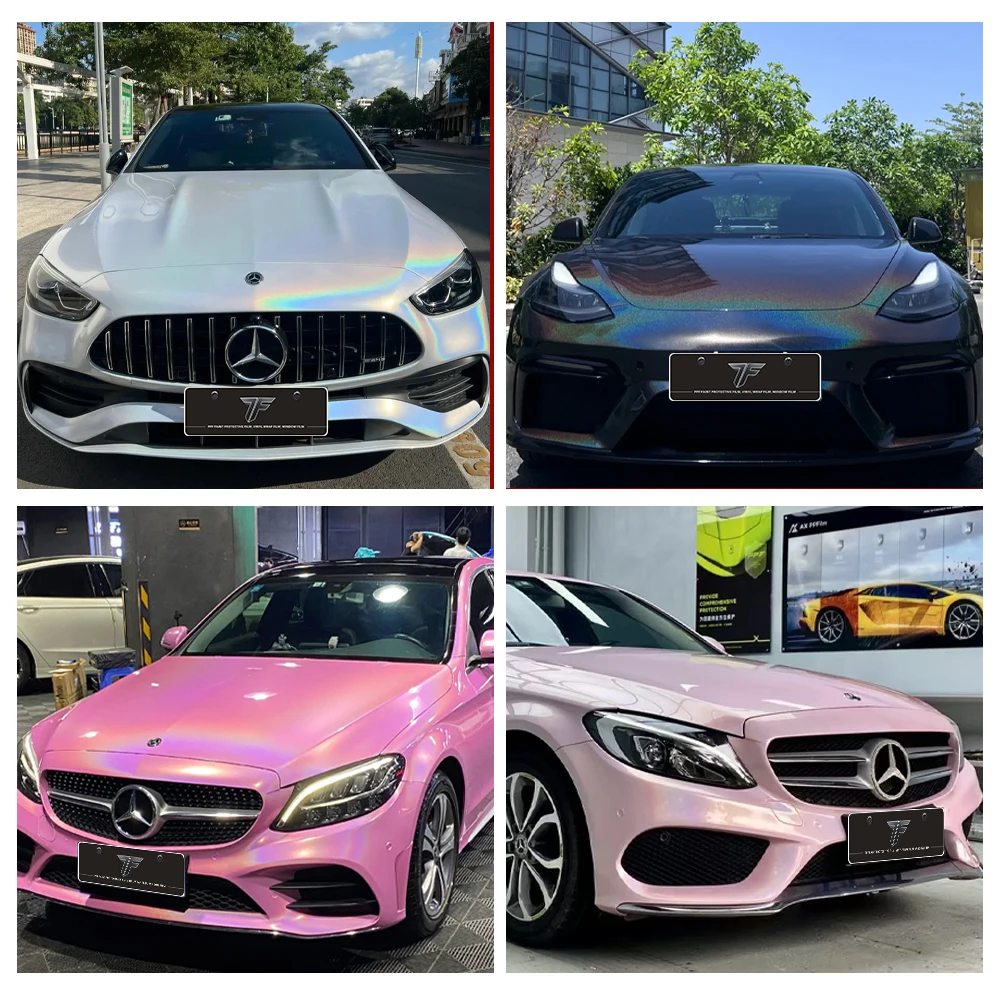7F виниловые защитные пленки для автомобиля с защитой от царапин, изменение цвета, голографическая металлическая белая пленка из ПЭТ, пленки для кузова автомобиля