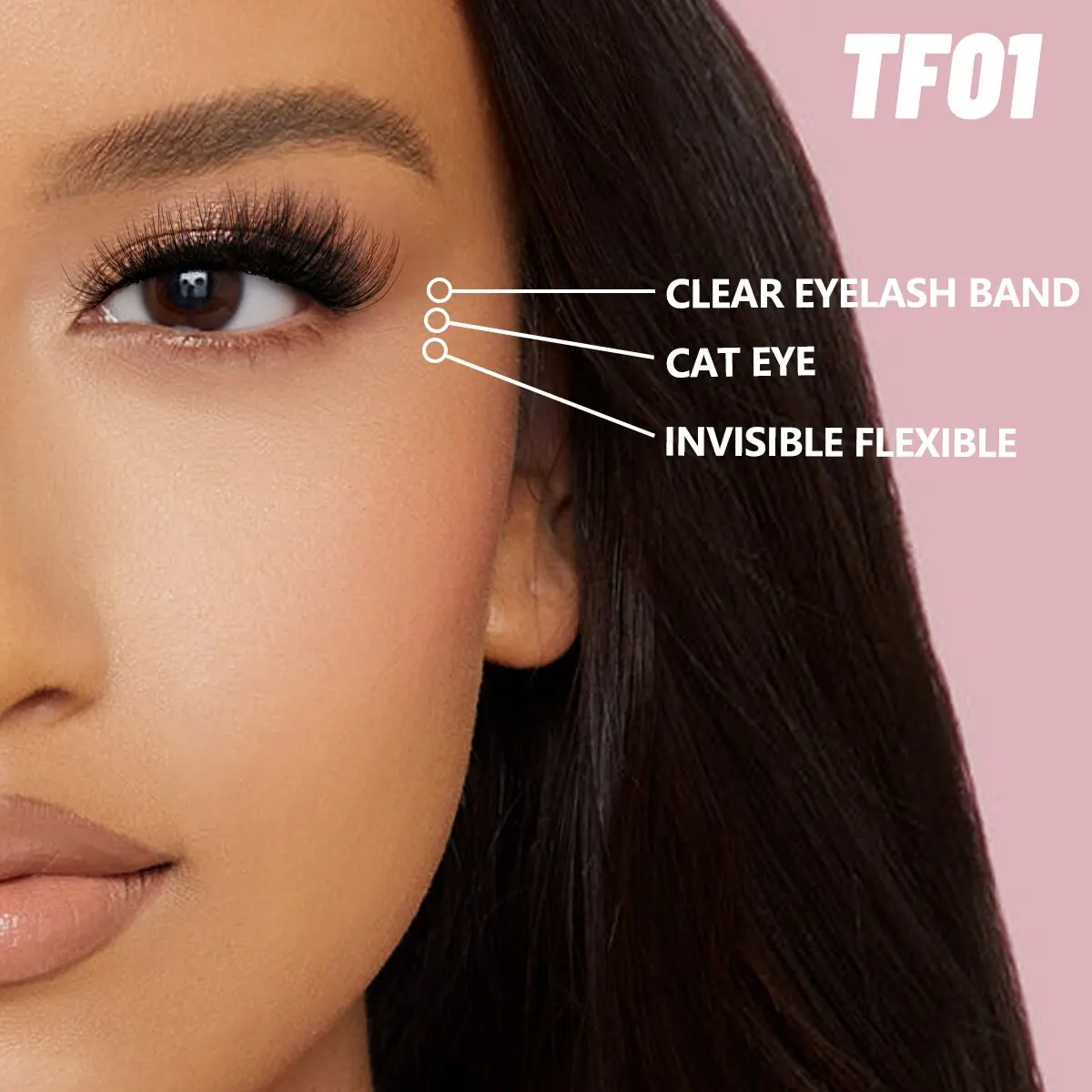 GROINNEYA-pestañas postizas de visón 3D, extensión de pestañas de Manga Natural, banda Invisible, 10 pares