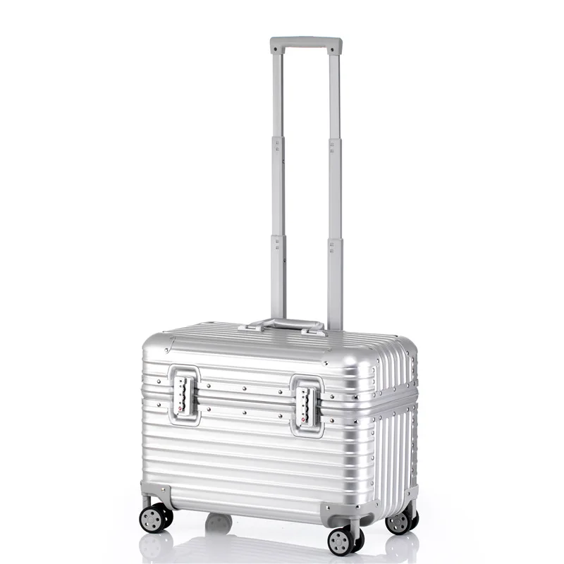 Carry-On 18/20/22-Inch Aluminum Alloy Magnesium Modern Luggage Air Approval Aluminum Trolley Portable Cabin Size Suitcase