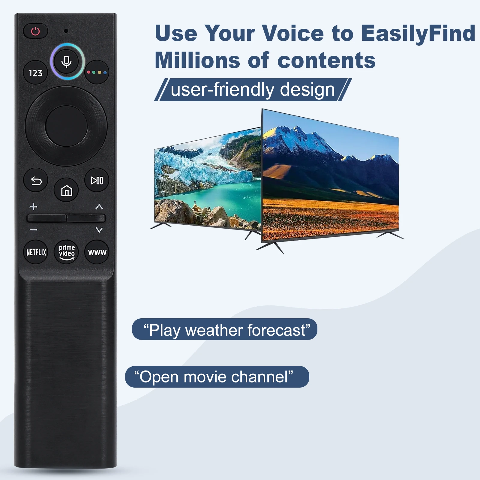 Bluetooth Voice Remote Control Replacement Smart TV Remote Controller With Mic, Netflix Prime Video WWW Shortcut Keys For Smart