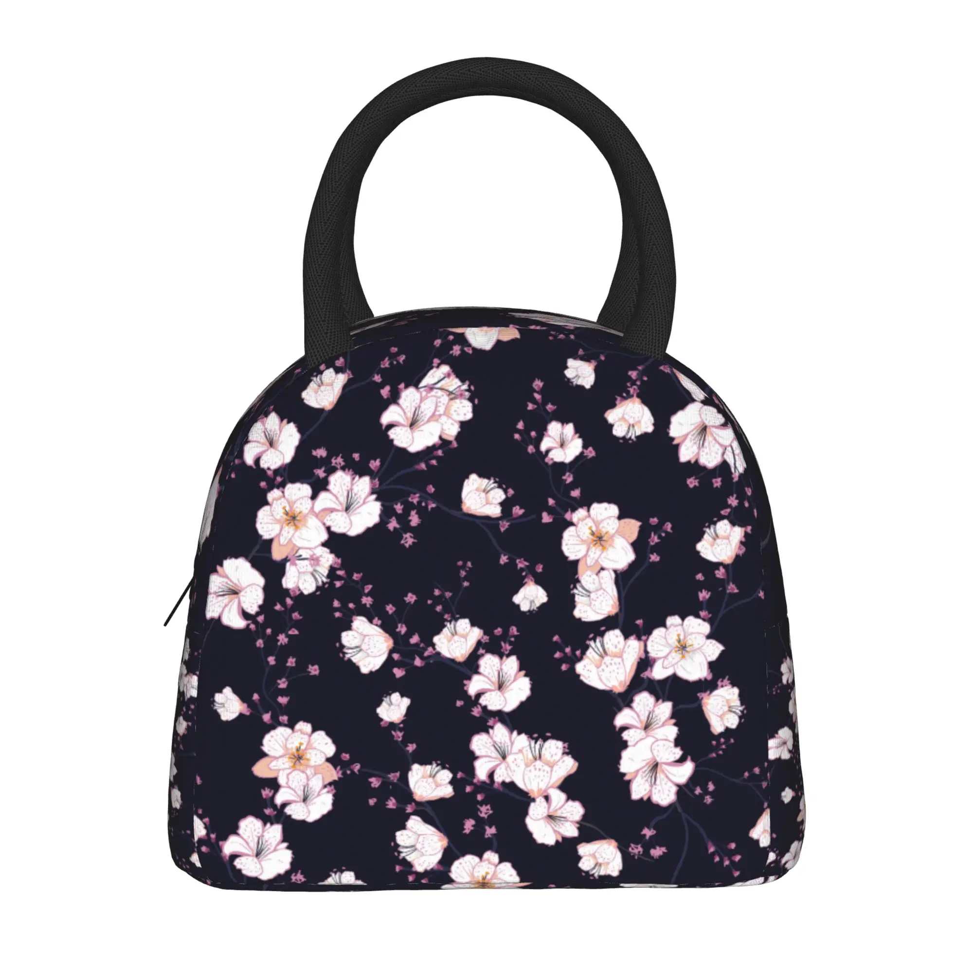Japanese Sakura Cherry Blossom  Insulated Lunch Bags Thermal Bag Meal Container  Leakproof Tote Lunch Box Food Handbags