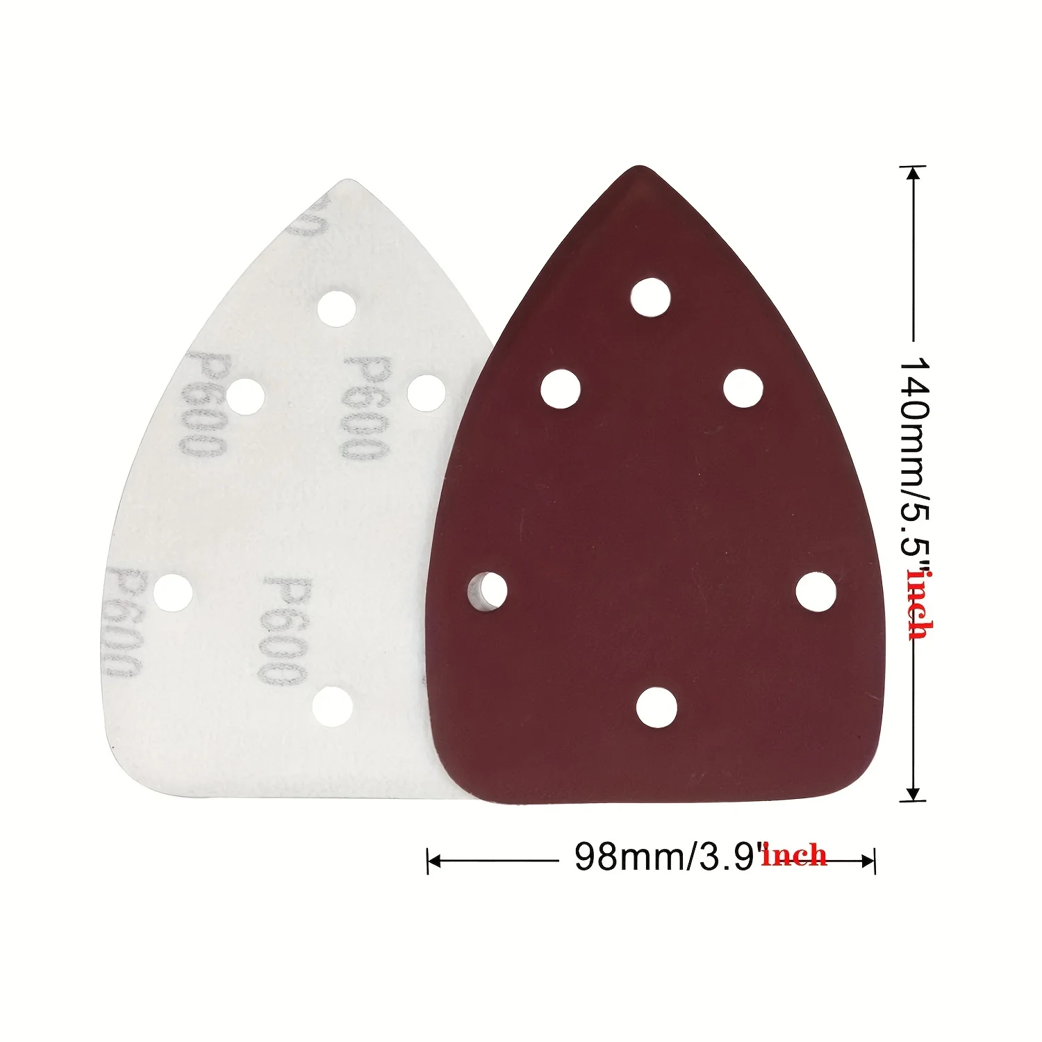 10/20Pcs 140*90*mm 6Hole Sanding Sheets Triangle Red Sandpaper Hook & Loop 60-240 Grits Abrasive Sanding Disc For Wood Sanding