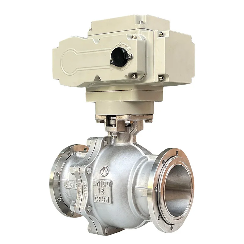 OEM Customized 8 Inch Stainless Steel Flanged Electric Actuator Normal Temperature Automatic Ball Valve PTFE Sealing PN16