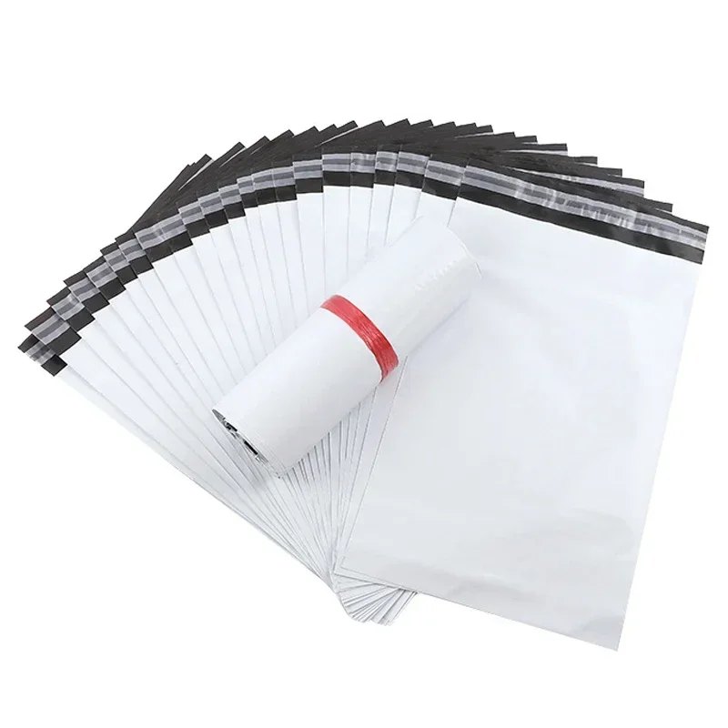 

100pcs White Poly Envelopes Courier Bag Express Envelope Storage Bags Self Adhesive Seal PE Plastic Pouch Packaging Mailing Bags