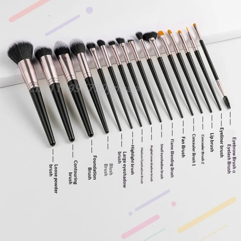 Professional 16pcs Makeup Brush Set Soft Bionic Nano Synthetic Fiber Hair Rose Gold Ferrule Beauty Foundation Eyeshadow Kit