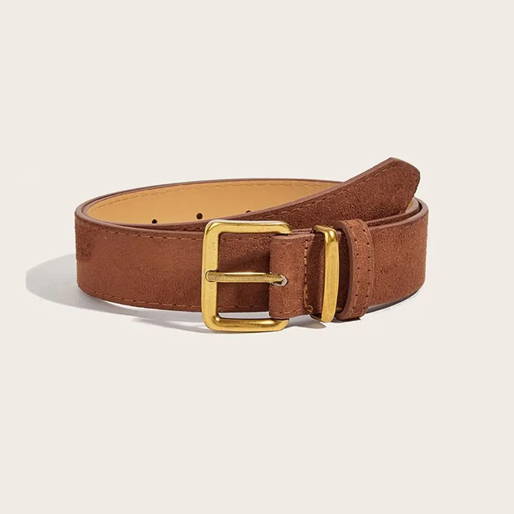 

Maillard Style Suede Leather Wide Belt Trendy Luxury Design Pin Buckle Waistband Versatile Casual Business Waist Strap Gifts