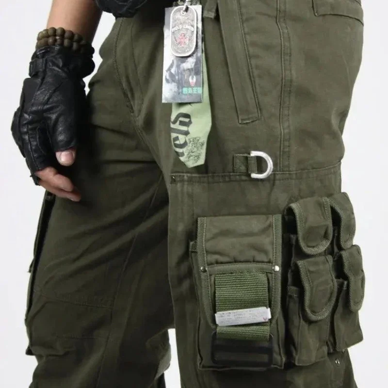 Men Fashion Tactic Cargo Pants Autumn Winter Outdoor Mountaineering Training Overalls Multiple Pockets Wear Resistant Trousers