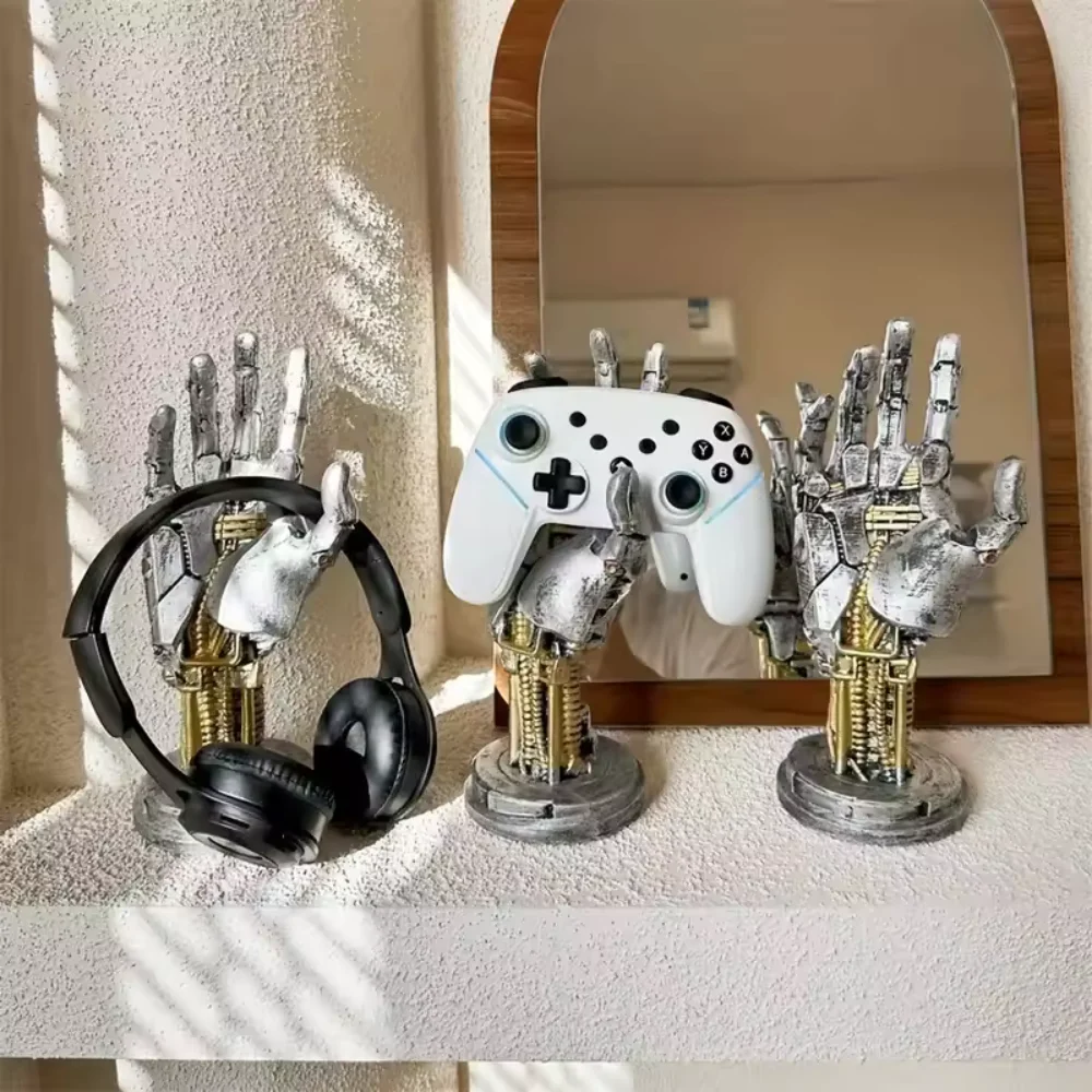 Cyberpunk Mechanischer Handharzständer Xbox Switch Game Controller Schreibtischhalter Dekor für Gamer Zimmer Bürotisch